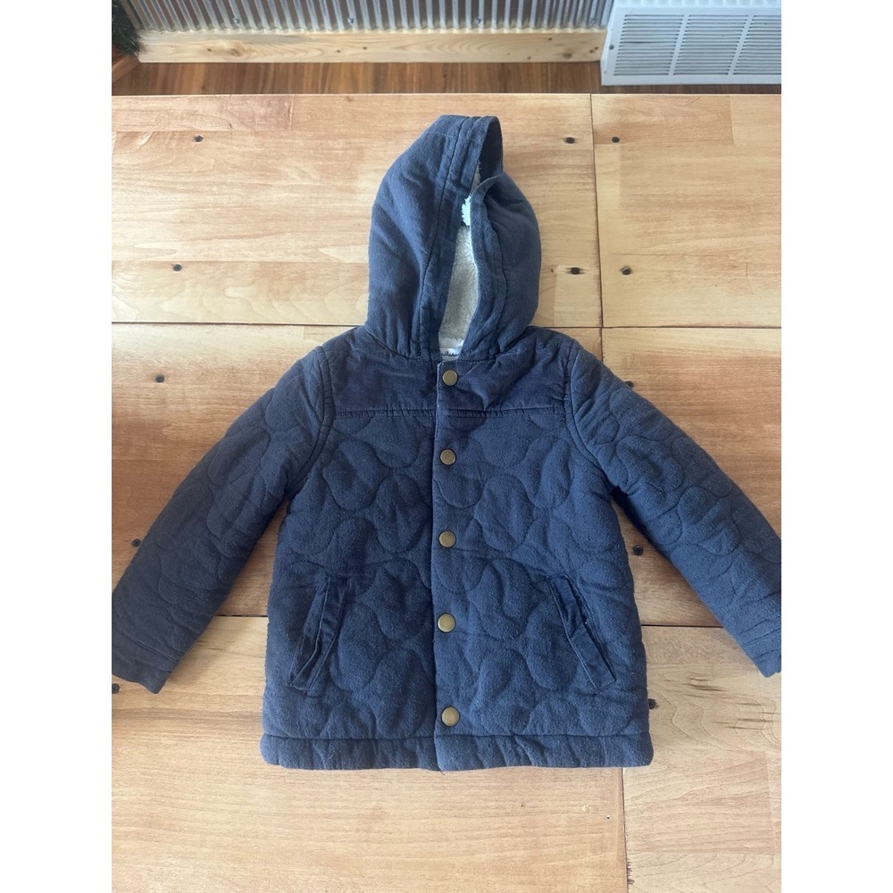 Tommy Bahama Toddler Boys Navy Blue Quilted Hooded Jacket Sherpa Lined Size 2T